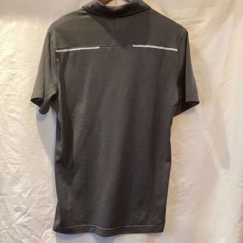 Two Nike Shirts Dry Fit Mens Small Black & White Stripe, Dark Gray Solid Vietnam